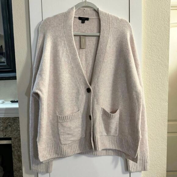 NWT j.Crew Pink Rainbow Supersoft Knit Cropped Cardigan Merino Alpaca Blend XL - Picture 3 of 10